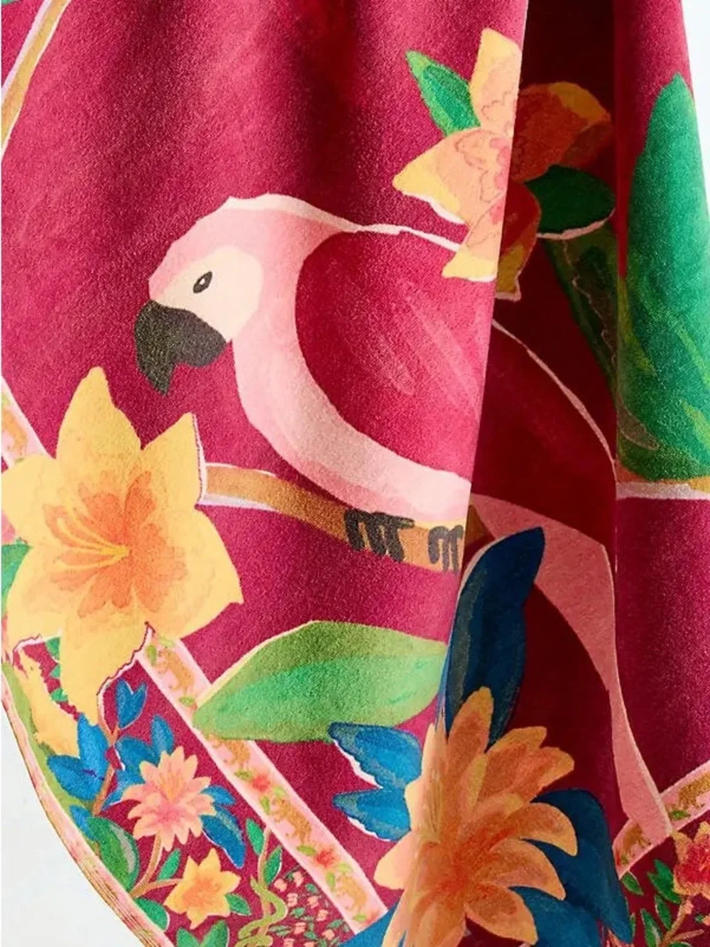 FARM Rio x Anthropologie Tropical Parrot Beach Towel- Pink/Red (40”x 70”) NWT